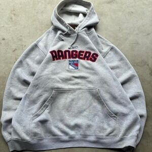 Vintage boxy heather grey New York rangers hockey hoodie